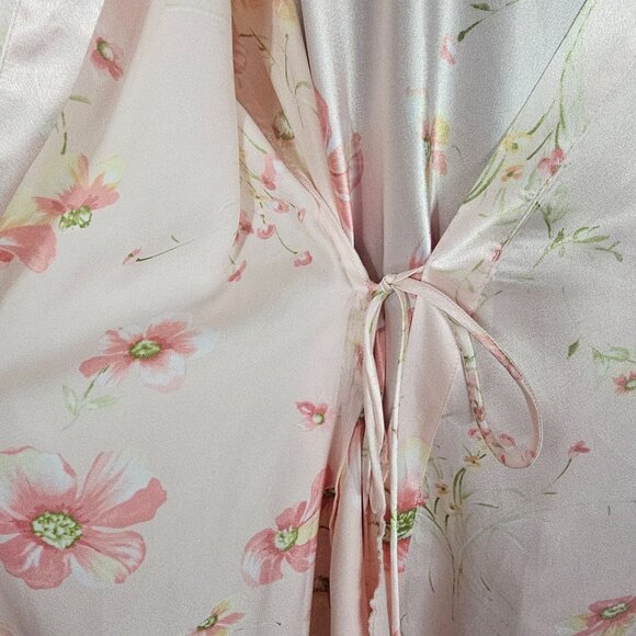 Oscar de la Renta Pink Label Peignoir Set S/M Soft Pink Floral Rosette Detail - Picture 9 of 16